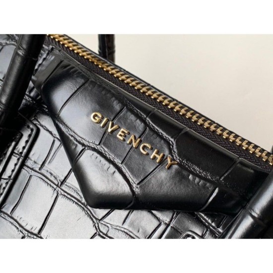 Fake Givenchy Antigona Crocodile Pattern Tote Handle Bag Black Replica