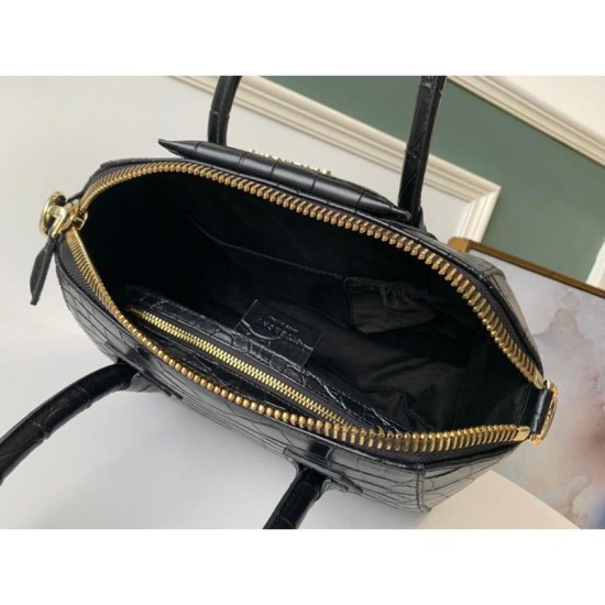 Fake Givenchy Antigona Crocodile Pattern Tote Handle Bag Black Replica