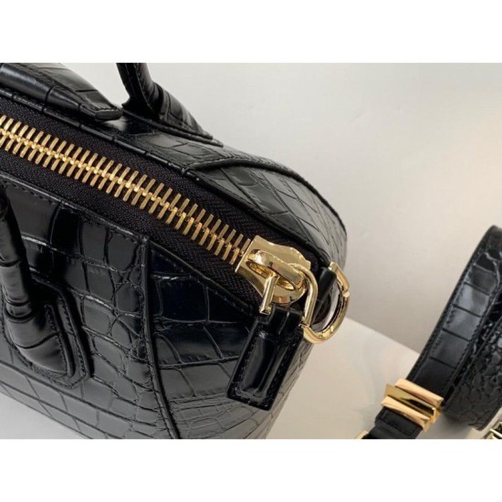 Fake Givenchy Antigona Crocodile Pattern Tote Handle Bag Black Replica