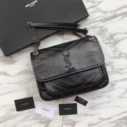 Fake YSL Saint Laurent Medium Niki Chain Bag Black Replica