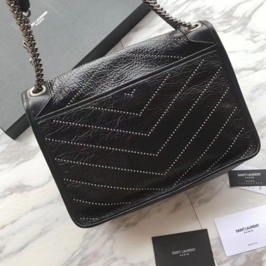Fake YSL Saint Laurent Medium Niki Chain Bag Black Replica