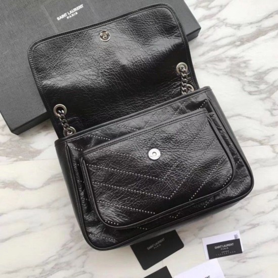 Fake YSL Saint Laurent Medium Niki Chain Bag Black Replica