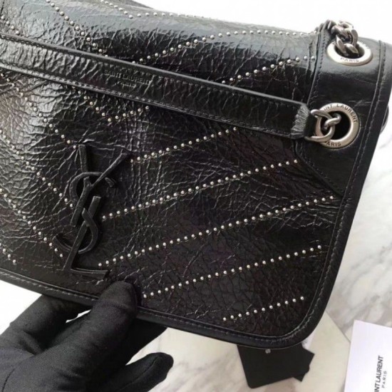Fake YSL Saint Laurent Medium Niki Chain Bag Black Replica