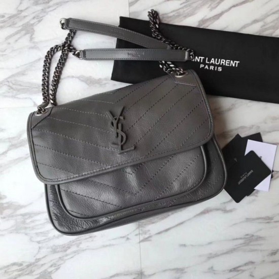 Fake YSL Saint Laurent Medium Niki Chain Bag Gray Replica Fake YSL Saint Laurent Medium Niki Chain Bag Gray Replica
