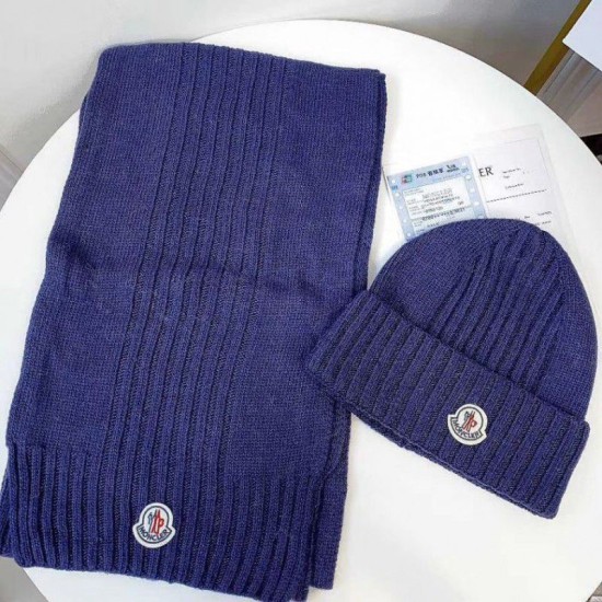 Replica Moncler Mouth Knitted Scarf Hat Blue