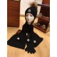 Replica Moncler scarf hat and gloves three piece Black