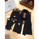 Replica Moncler scarf hat and gloves three piece Black