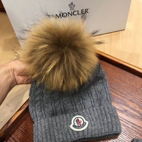 Replica Moncler scarf hat and gloves three piece Grey