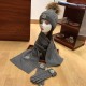 Replica Moncler scarf hat and gloves three piece Grey