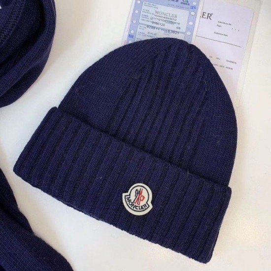 Replica Moncler Mouth Knitted Scarf Hat Blue