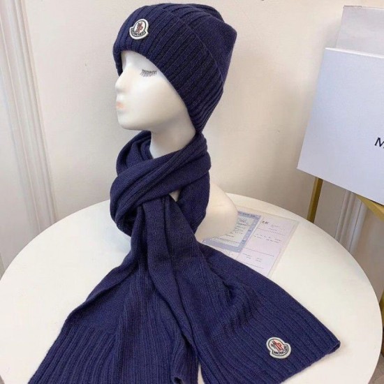 Replica Moncler Mouth Knitted Scarf Hat Blue