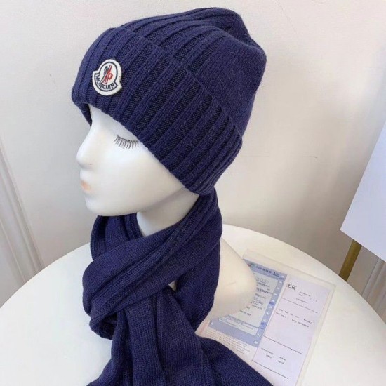 Replica Moncler Mouth Knitted Scarf Hat Blue