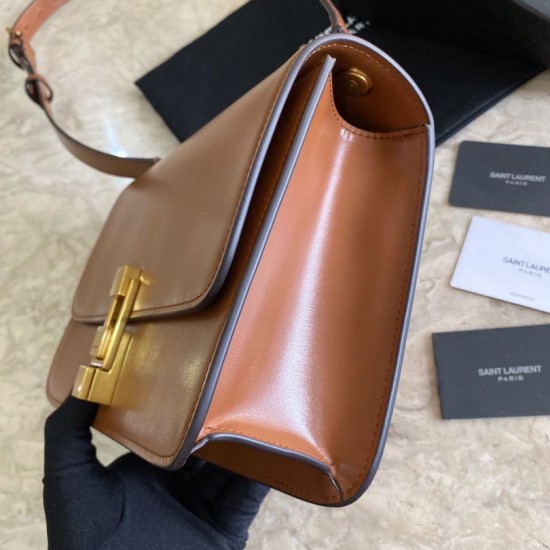 Replica YSL Saint Laurent Carre Satchel Suede Bag Brown