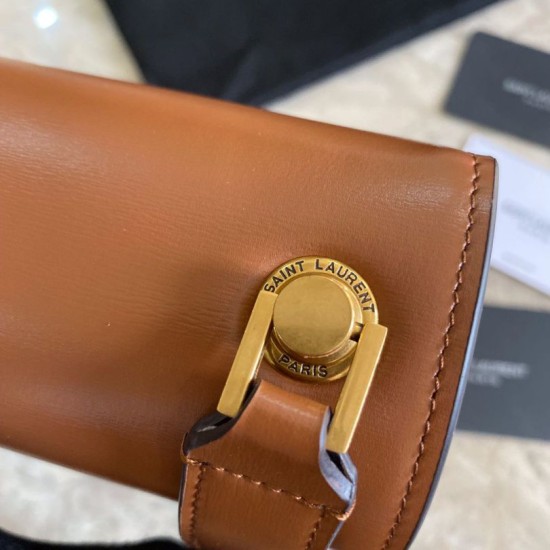 Replica YSL Saint Laurent Carre Satchel Suede Bag Brown