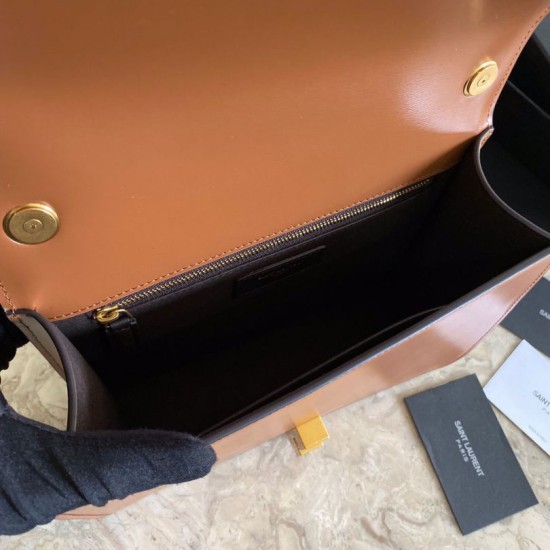 Replica YSL Saint Laurent Carre Satchel Suede Bag Brown