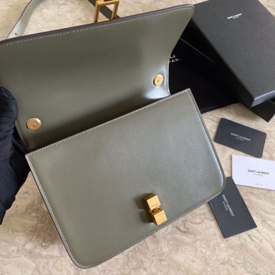 Replica YSL Saint Laurent Carre Satchel Suede Bag Light Green
