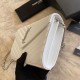Replica YSL Saint Laurent Monogram Envelope Chain Wallet Grained Leather White