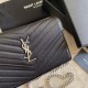 Replica YSL Saint Laurent Monogram Envelope Chain Wallet Grained Leather Black Silver Hardware