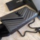 Replica YSL Saint Laurent Monogram Envelope Chain Wallet Grained Leather Black Black Hardware