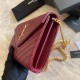 Fake YSL Saint Laurent Monogram Envelope Chain Wallet Grained Leather Claret Replica