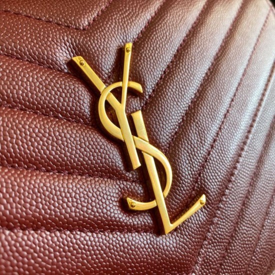 Fake YSL Saint Laurent Monogram Envelope Chain Wallet Grained Leather Claret Replica