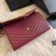 Fake YSL Saint Laurent Monogram Envelope Chain Wallet Grained Leather Claret Replica