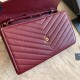 Fake YSL Saint Laurent Monogram Envelope Chain Wallet Grained Leather Claret Replica
