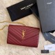 Fake YSL Saint Laurent Monogram Envelope Chain Wallet Grained Leather Claret Replica