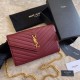 Fake YSL Saint Laurent Monogram Envelope Chain Wallet Grained Leather Claret Replica