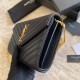 Replica YSL Saint Laurent Monogram Envelope Chain Wallet Grained Leather Black Gold Hardware