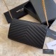 Replica YSL Saint Laurent Monogram Envelope Chain Wallet Grained Leather Black Gold Hardware