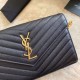 Replica YSL Saint Laurent Monogram Envelope Chain Wallet Grained Leather Black Gold Hardware