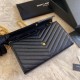 Replica YSL Saint Laurent Monogram Envelope Chain Wallet Grained Leather Black Gold Hardware