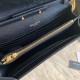 Replica YSL Saint Laurent Monogram Envelope Chain Wallet Grained Leather Black Gold Hardware