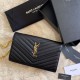 Replica YSL Saint Laurent Monogram Envelope Chain Wallet Grained Leather Black Gold Hardware