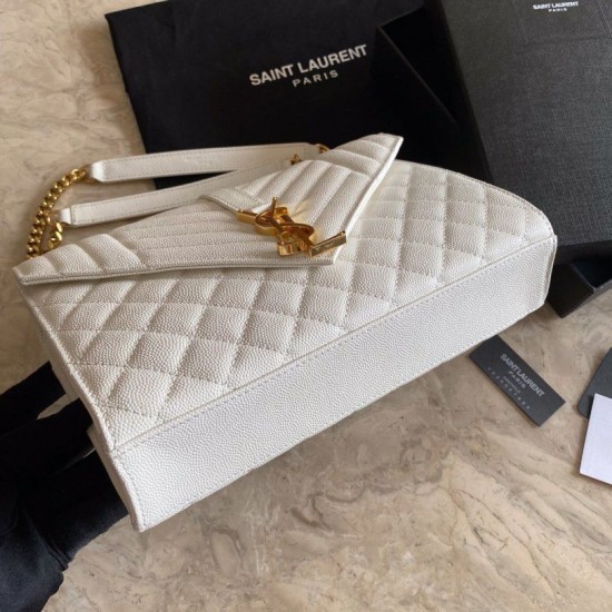 Fake YSL Saint Laurent Medium Envelope Bag Mix Matelasse White Replica