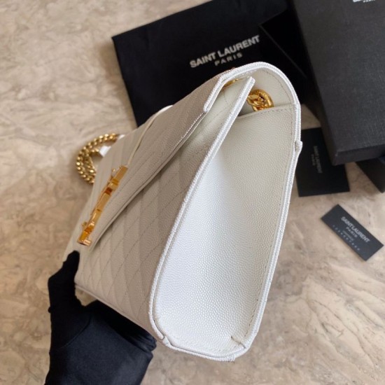 Fake YSL Saint Laurent Medium Envelope Bag Mix Matelasse White Replica