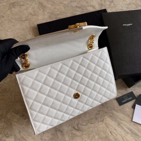 Fake YSL Saint Laurent Medium Envelope Bag Mix Matelasse White Replica