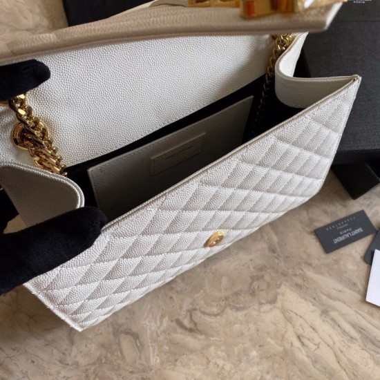 Fake YSL Saint Laurent Medium Envelope Bag Mix Matelasse White Replica