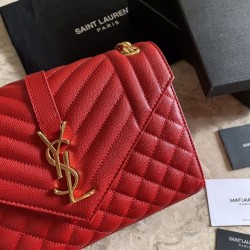 Replica YSL Saint Laurent Medium Envelope Bag Mix Matelasse Red