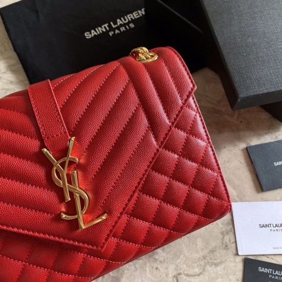 Replica YSL Saint Laurent Medium Envelope Bag Mix Matelasse Red