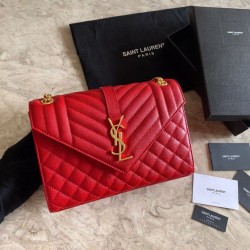 Replica YSL Saint Laurent Medium Envelope Bag Mix Matelasse Red