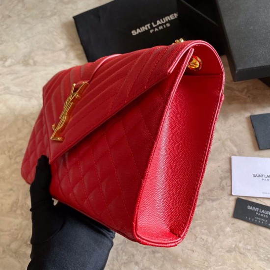 Replica YSL Saint Laurent Medium Envelope Bag Mix Matelasse Red