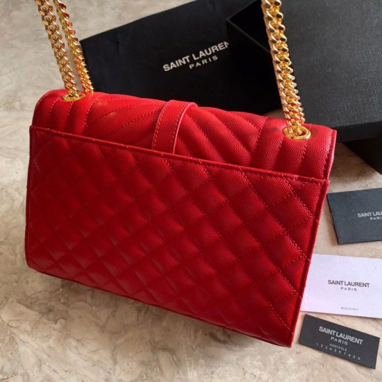 Replica YSL Saint Laurent Medium Envelope Bag Mix Matelasse Red