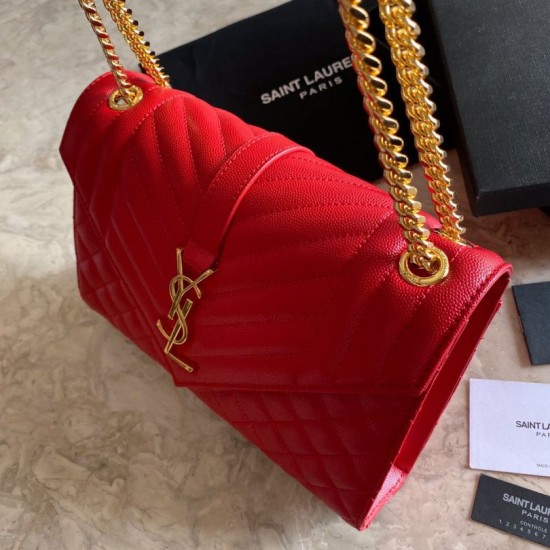 Replica YSL Saint Laurent Medium Envelope Bag Mix Matelasse Red