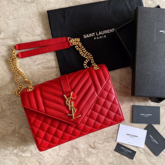 Replica YSL Saint Laurent Medium Envelope Bag Mix Matelasse Red