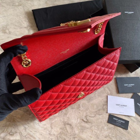 Replica YSL Saint Laurent Medium Envelope Bag Mix Matelasse Red