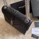 Fake YSL Saint Laurent Medium Envelope Bag Mix Matelasse Black Silver Hardware Replica