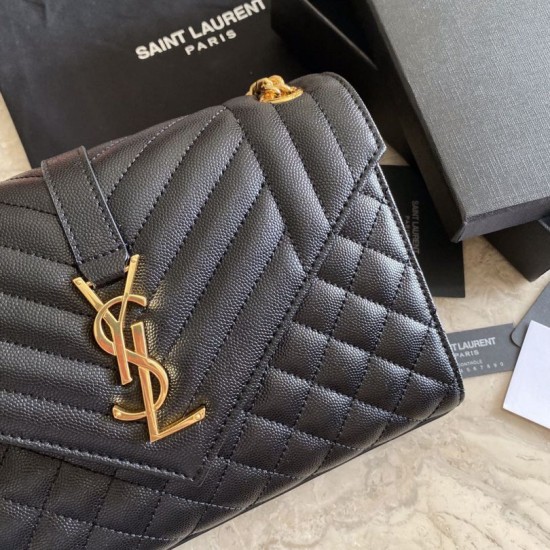 Replica YSL Saint Laurent Medium Envelope Bag Mix Matelasse Black Gold Hardware