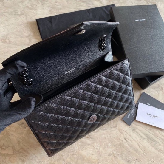 Replica YSL Saint Laurent Medium Envelope Bag Mix Matelasse Black Gold Hardware